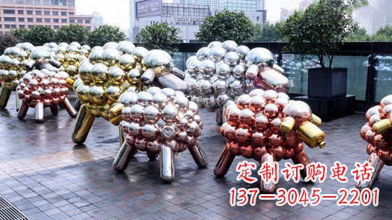温州不锈钢小羊肖恩抽象动物雕塑
