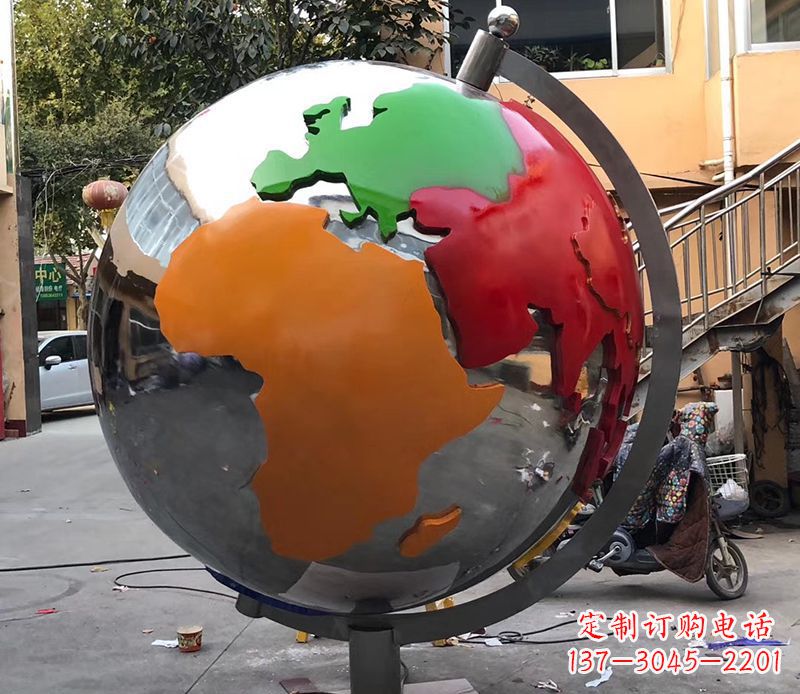 温州不锈钢校园地球仪雕塑 (2)