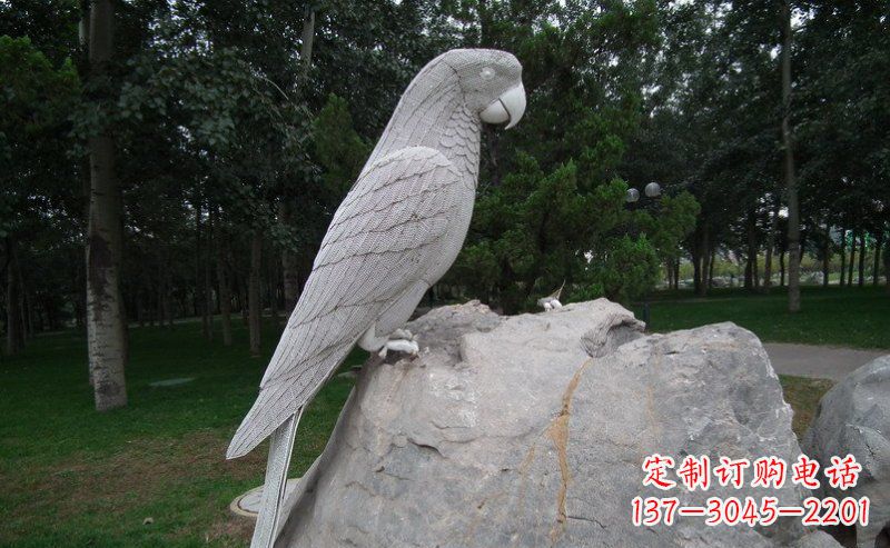 温州不锈钢鹦鹉精美的雕塑艺术