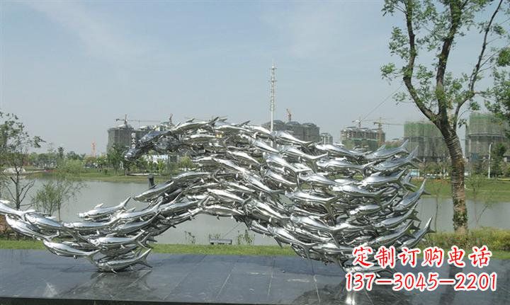 温州不锈钢鱼群公园动物雕塑