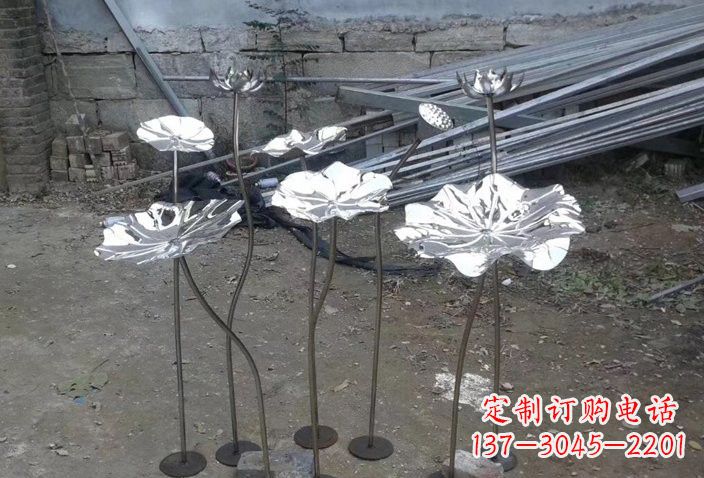 温州不锈钢荷叶雕塑给园林增添美感