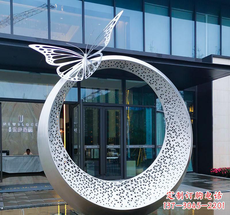 温州不锈钢园林戒指雕塑精美细腻的艺术品