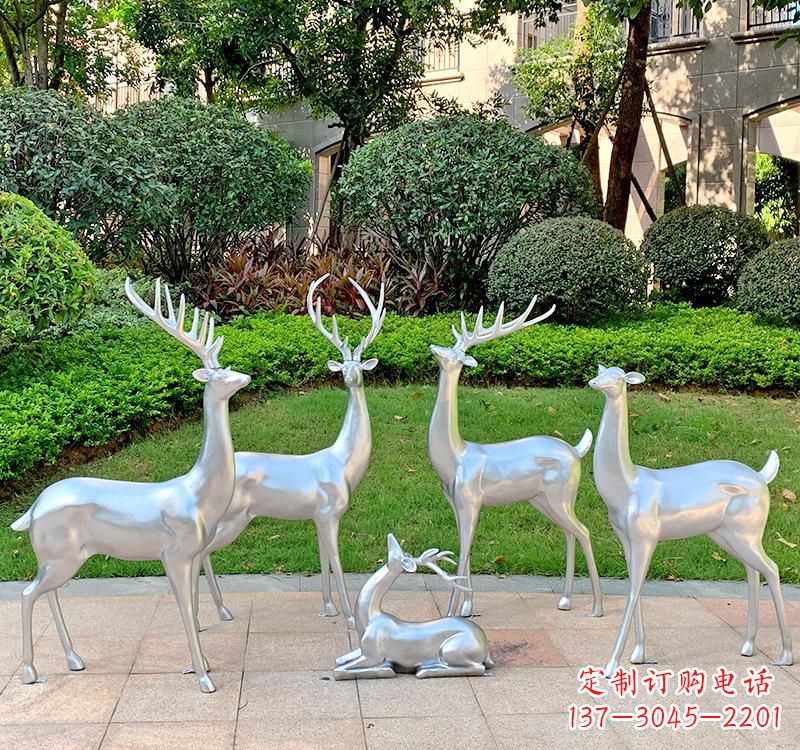 温州不锈钢园林小鹿雕塑美丽的艺术点缀