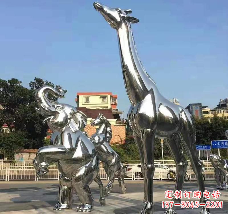 温州不锈钢园林长颈鹿雕塑