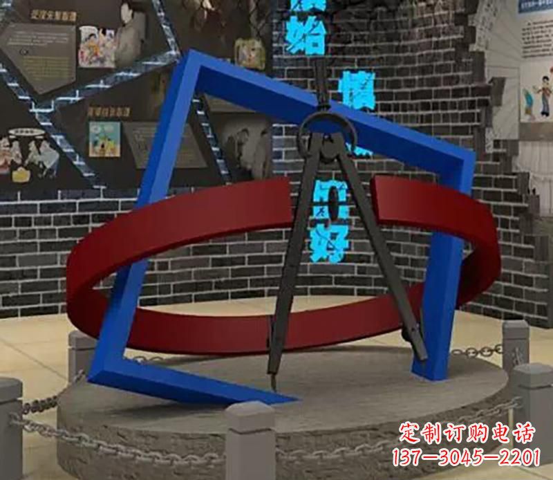 温州不锈钢圆规景观雕塑