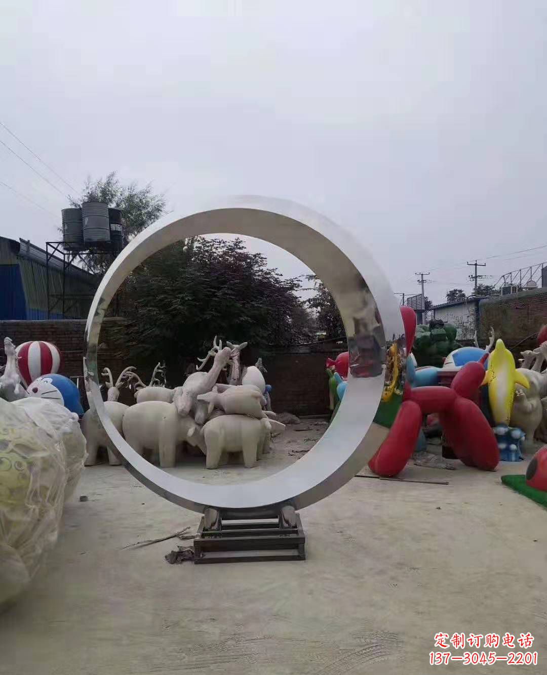 温州不锈钢圆环雕塑广场景观雕塑户外摆件