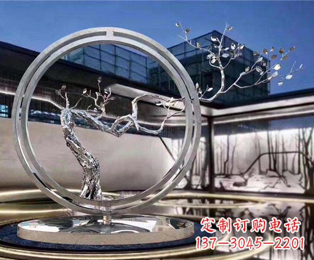 温州不锈钢圆环景观雕塑1
