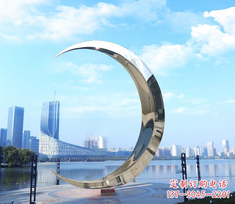 温州不锈钢月亮雕塑象征着美丽的月亮