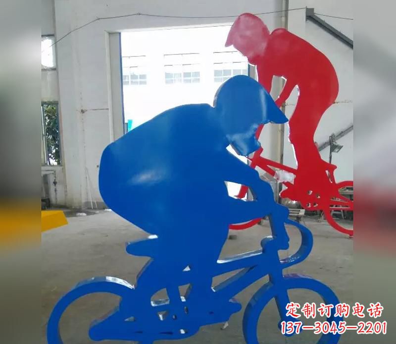 温州不锈钢运动骑自行车雕塑