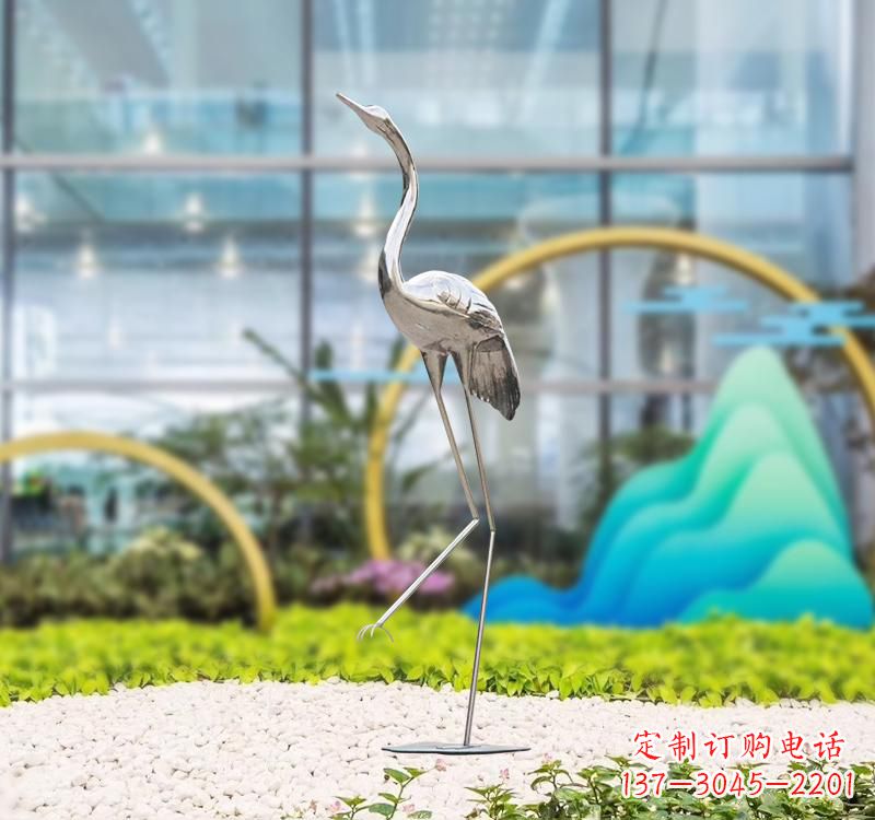 温州不锈钢展翅仙鹤雕塑