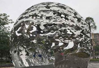 温州不锈钢祥云镂空球拱门雕塑