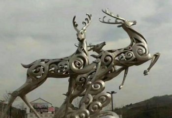 温州梅花鹿雕塑——祥云梅花鹿广场的标志