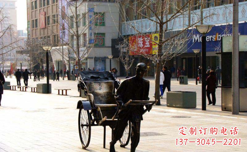 温州黄包车雕塑弘扬步行街人物景观