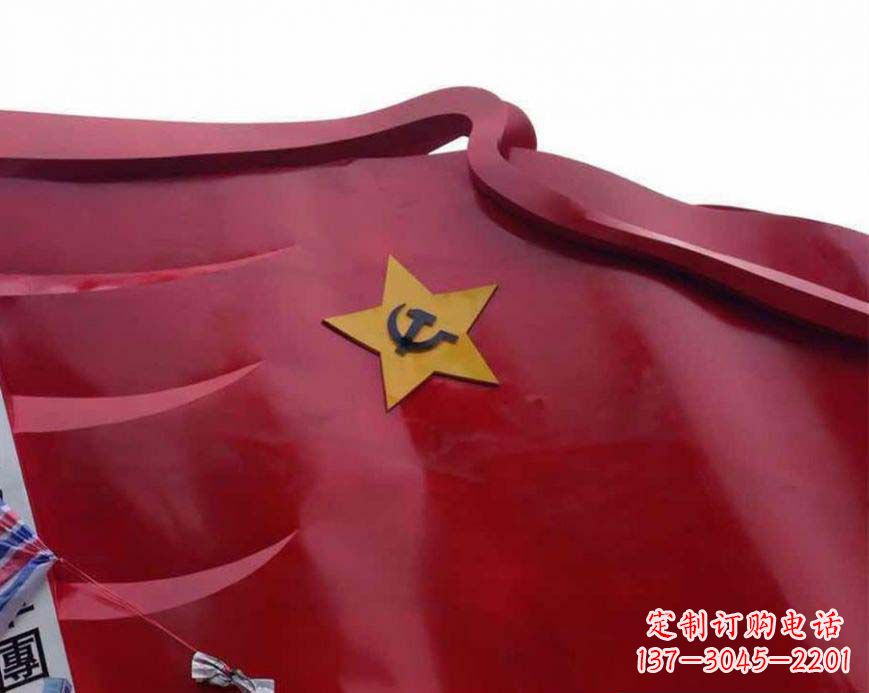 温州部队不锈钢党徽旗帜雕塑