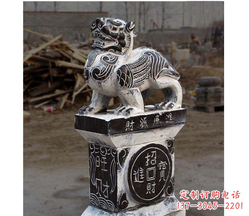 温州门墩雕塑财源广进的象征