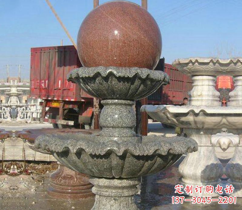 温州财源滚滚石雕风水球喷泉雕塑 (5)