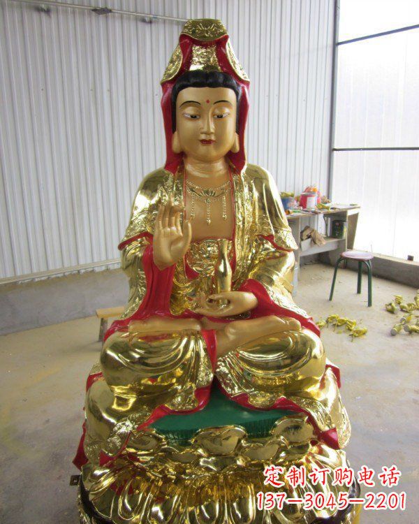 温州彩绘观音菩萨铜雕