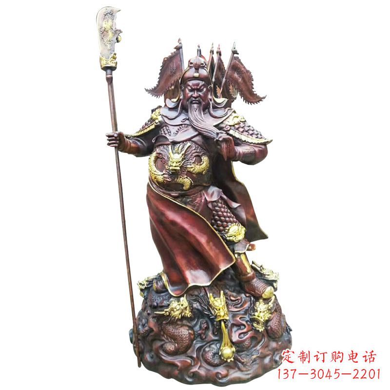 温州彩绘铸铜关公像