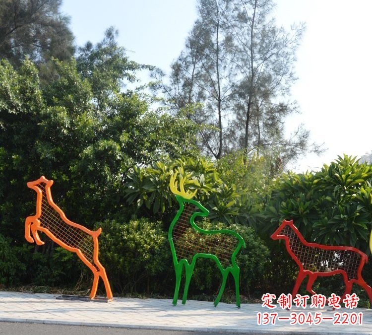 温州精美的彩色不锈钢梅花鹿雕塑