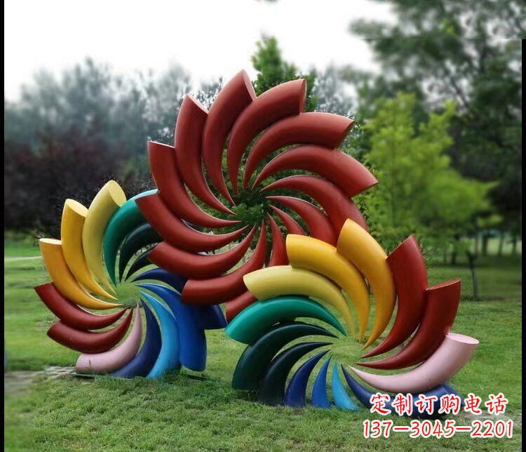 温州彩色不锈钢风车雕塑