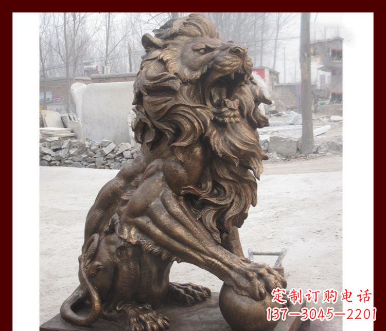 温州传统工艺——踩球欧式狮子铜雕