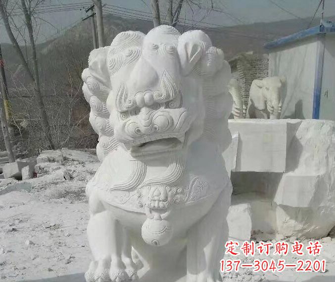 温州狮子雕塑踩绣球石狮子寺庙的独特景观