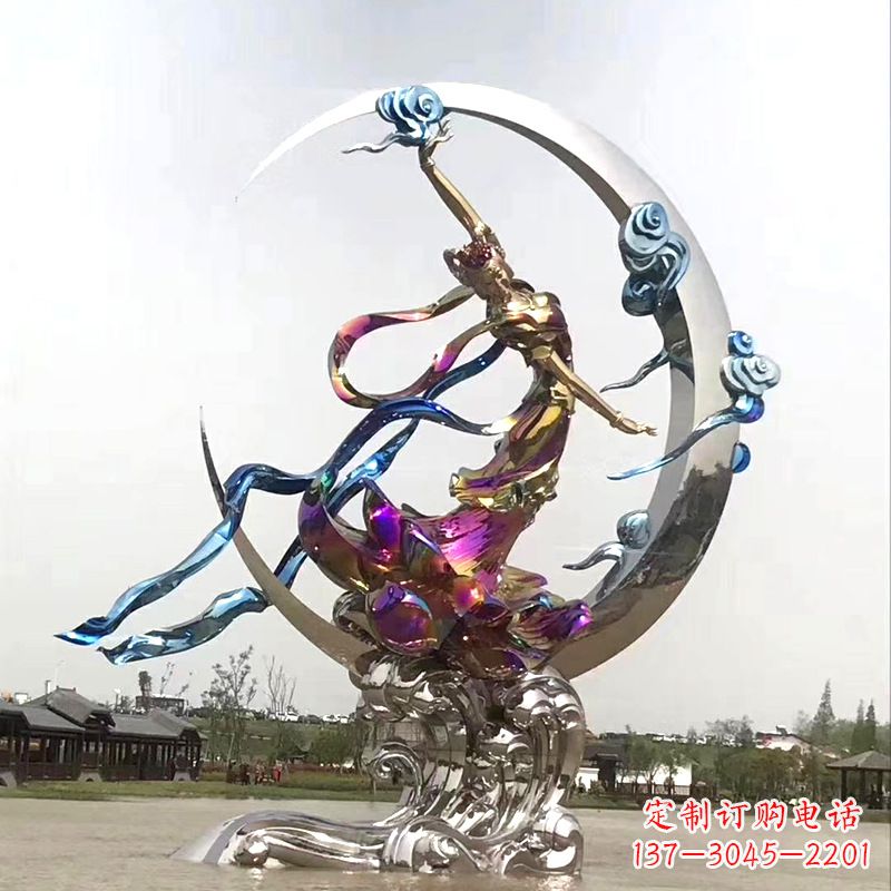 温州中国古代神话传说中的嫦娥奔月不锈钢雕塑景观