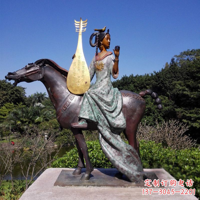 温州沉鱼落雁典故美女人物王昭君出塞铜雕像