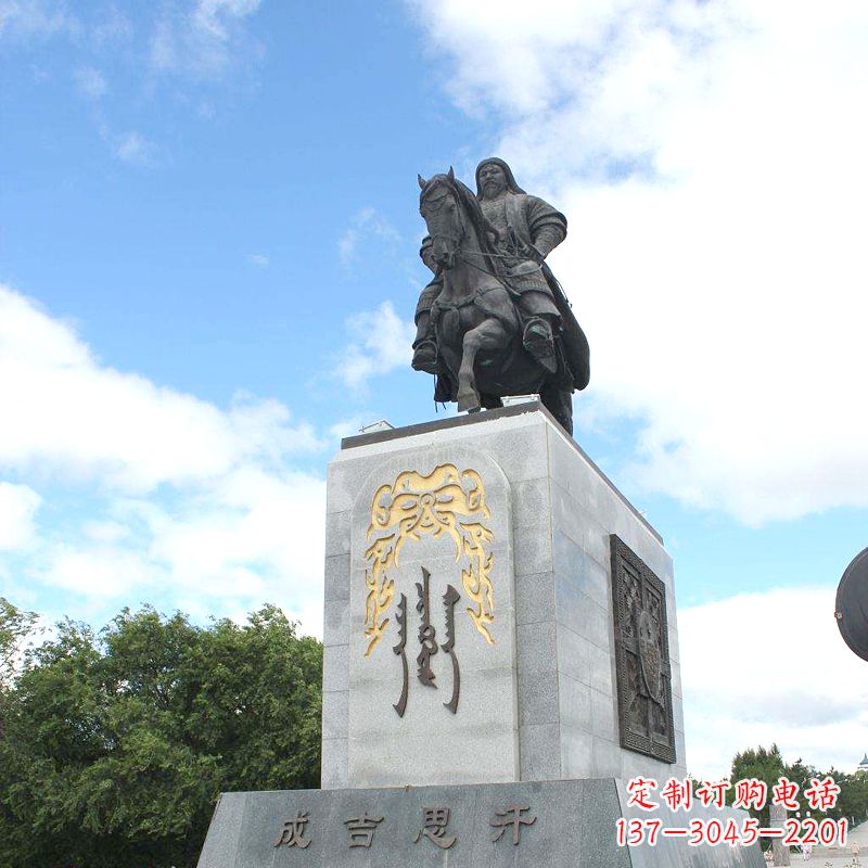 温州成吉思汗象征英雄的铜雕塑