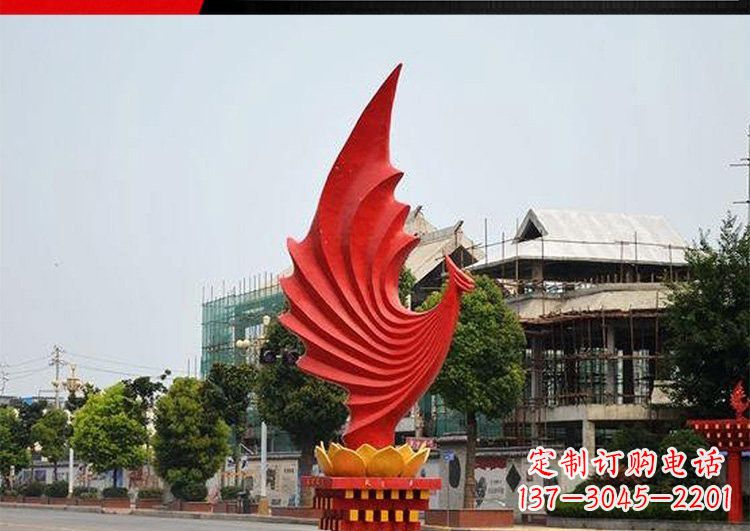 温州城市的至高象征——不锈钢凤凰雕塑