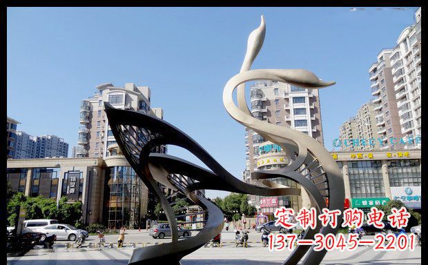 温州城市凝聚的美丽不锈钢天鹅雕塑