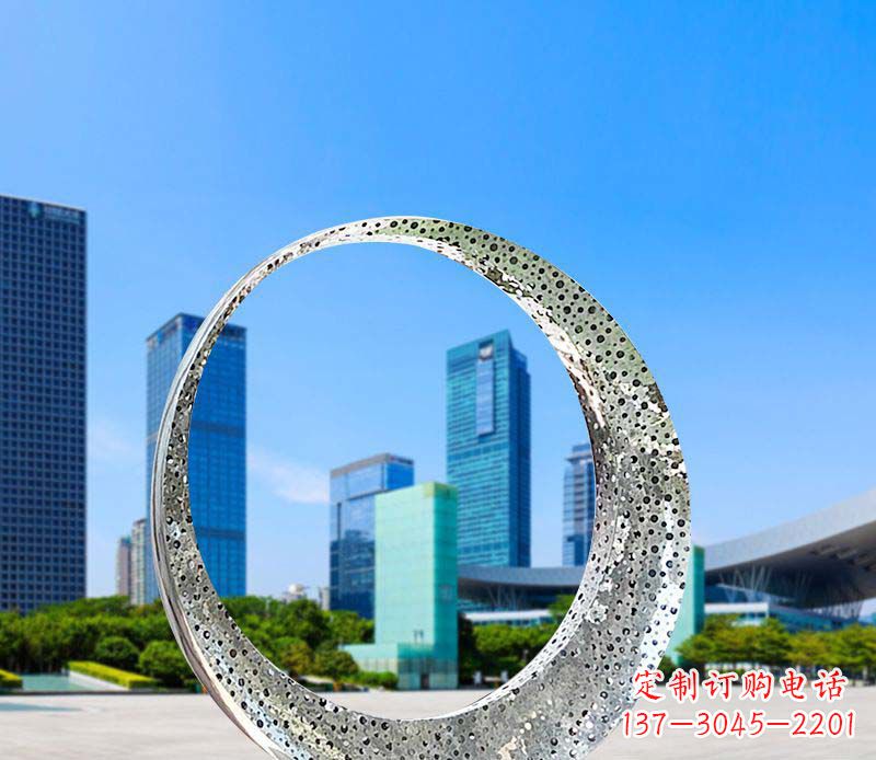 温州城市不锈钢灯饰圆环景观雕塑