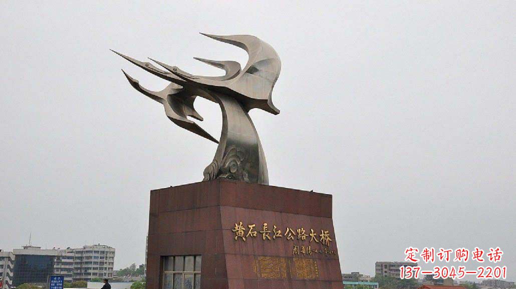 温州城市不锈钢海鸥和海浪雕塑