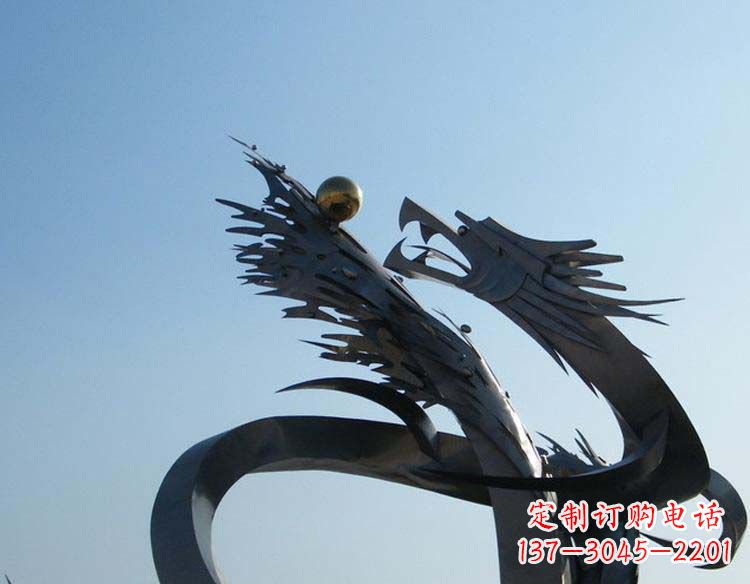温州城市不锈钢龙戏珠雕塑