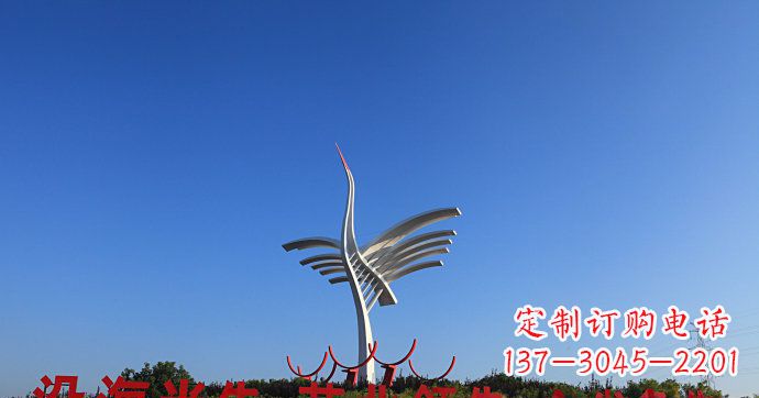 温州城市抽象不锈钢仙鹤雕塑