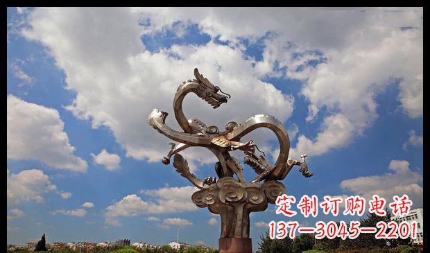温州城市抽象双龙雕塑