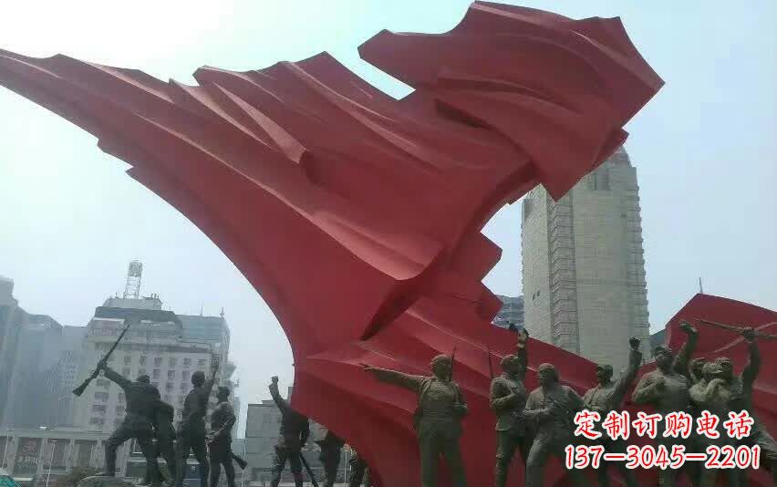 温州城市大型不锈钢红军人物雕塑