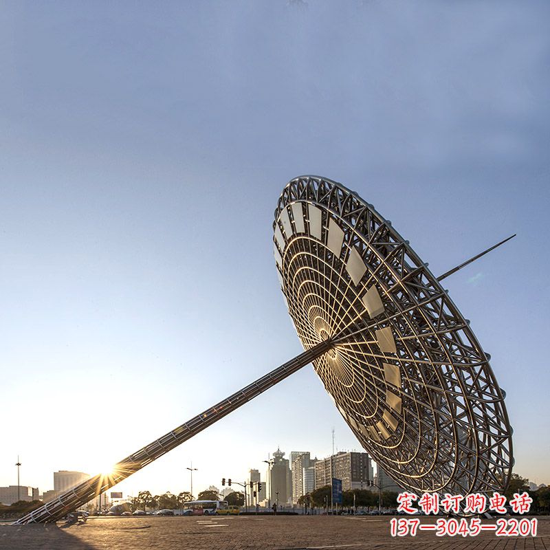 温州引领城市风采的大型不锈钢创意日晷雕塑