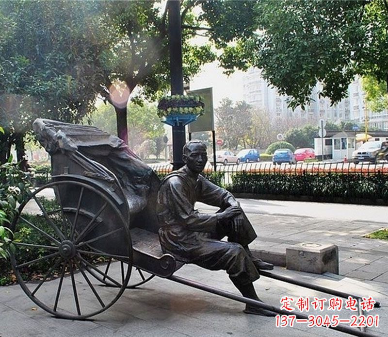 温州城市接头黄包车夫铜雕——记录城市历史的缩影