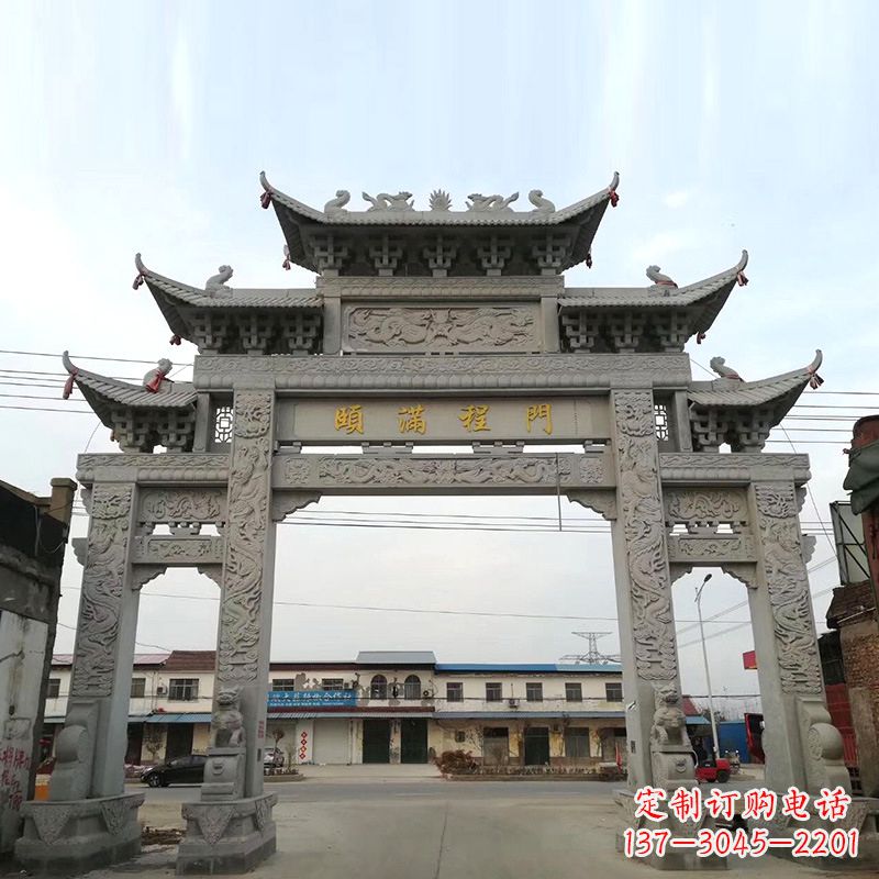 温州以城市街道为主题的仿古石雕牌楼