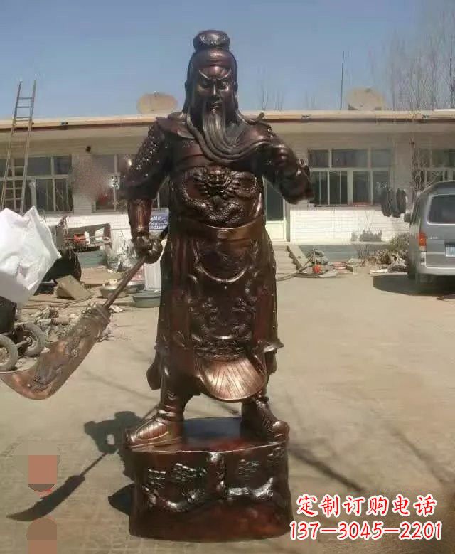 温州持刀关公铜雕