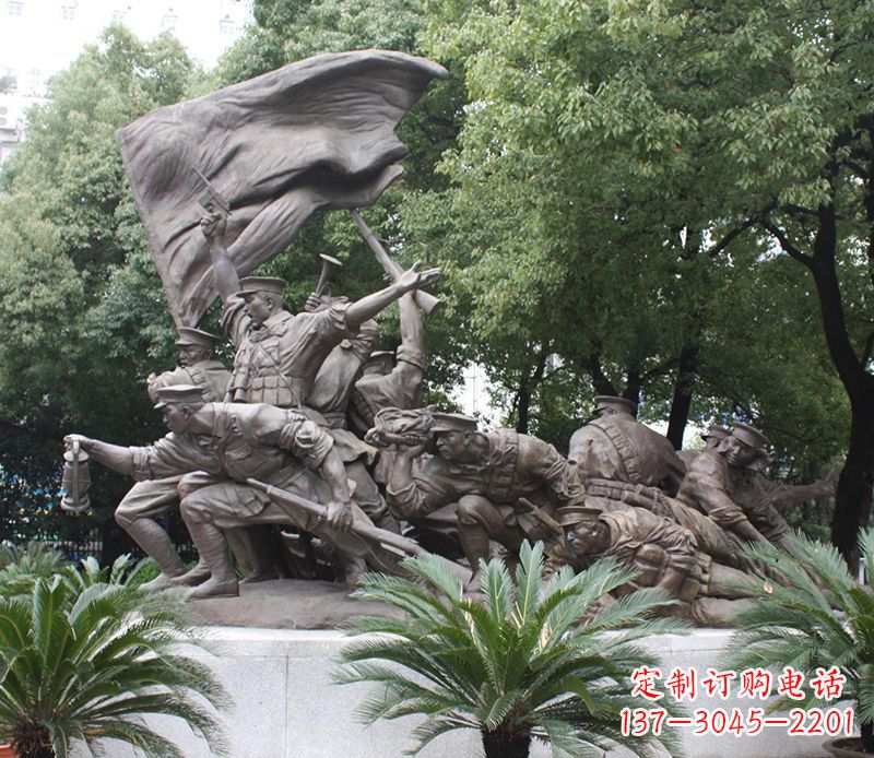 温州冲锋人物革命战士铜雕