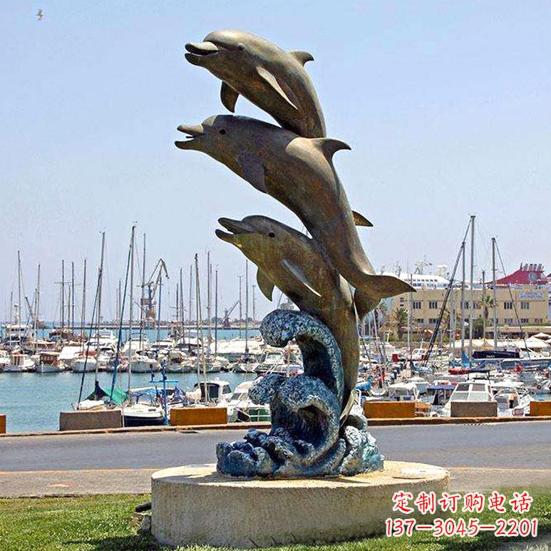 温州海豚铜雕塑传承海洋文化