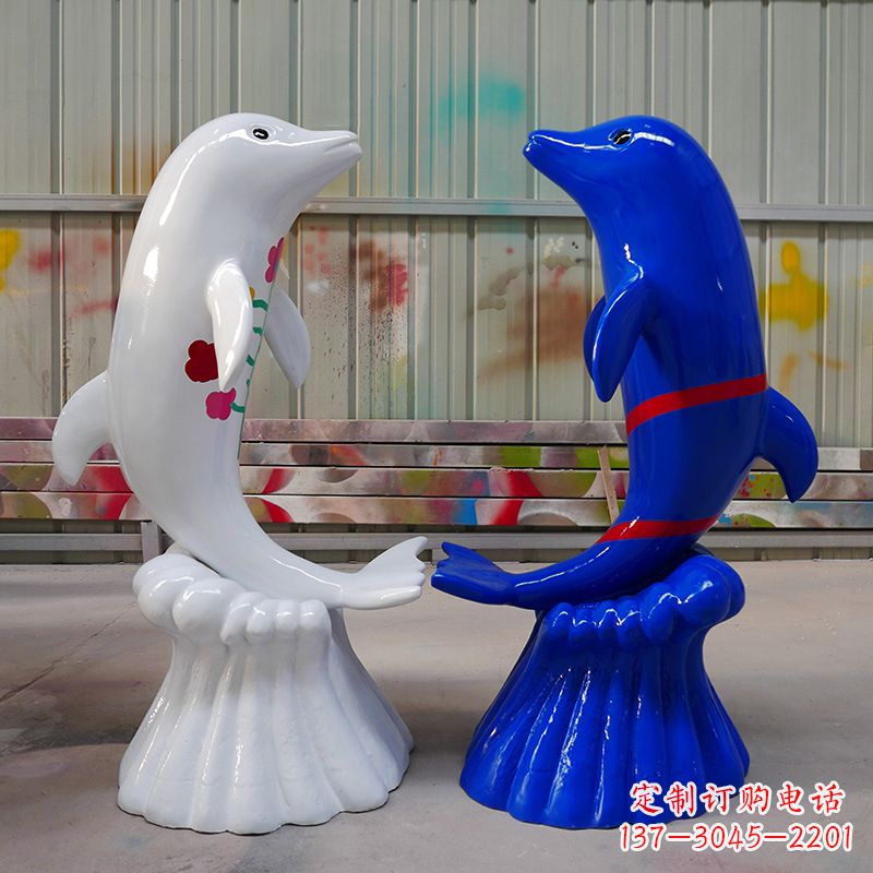 温州海豚雕塑美丽的景观装置