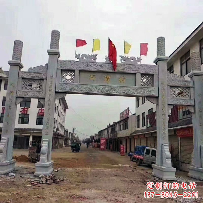 温州冲天式三门石雕牌坊传承中国古典文化精髓
