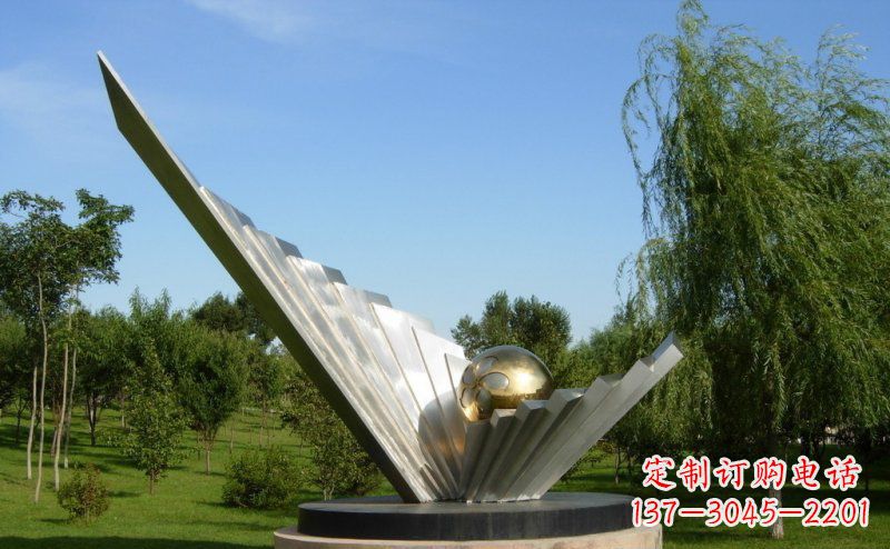 温州抽象贝壳明珠公园不锈钢雕塑