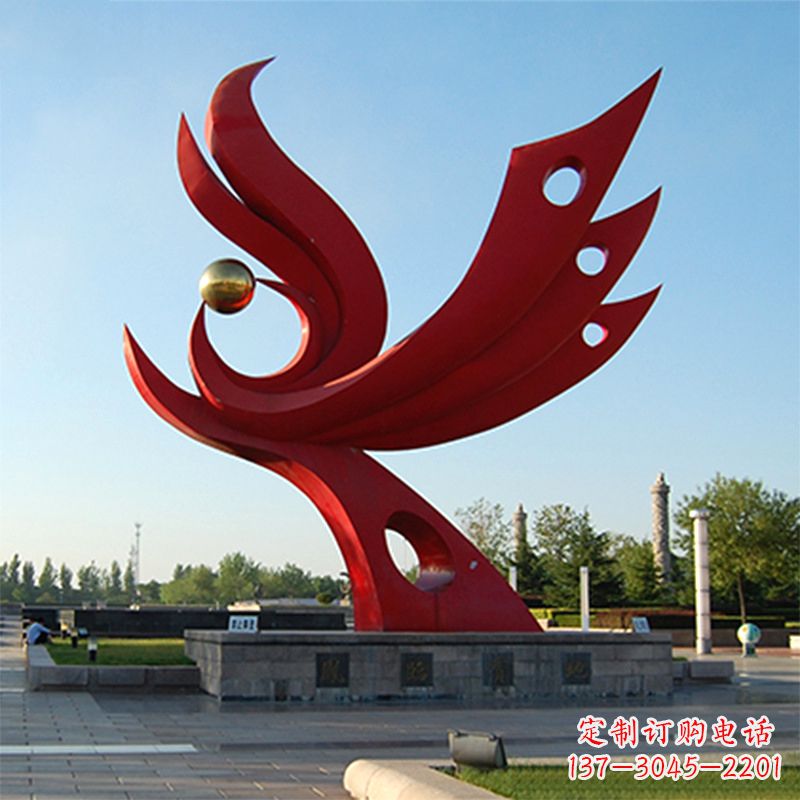 温州精美凤凰雕塑点缀公园园林景观