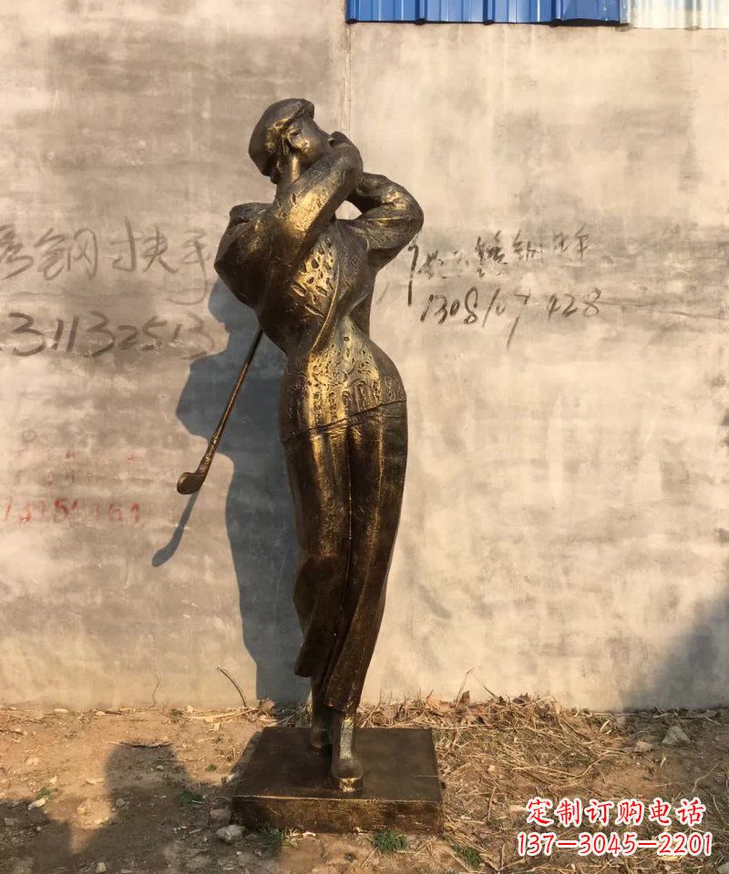 温州抽象打高尔夫球人物铜雕 (2)