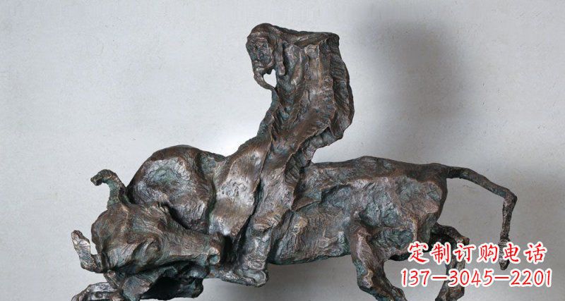 温州抽象的骑牛人物公园动物铜雕