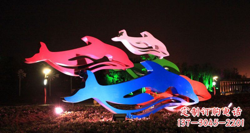 温州抽象海豚公园不锈钢雕塑